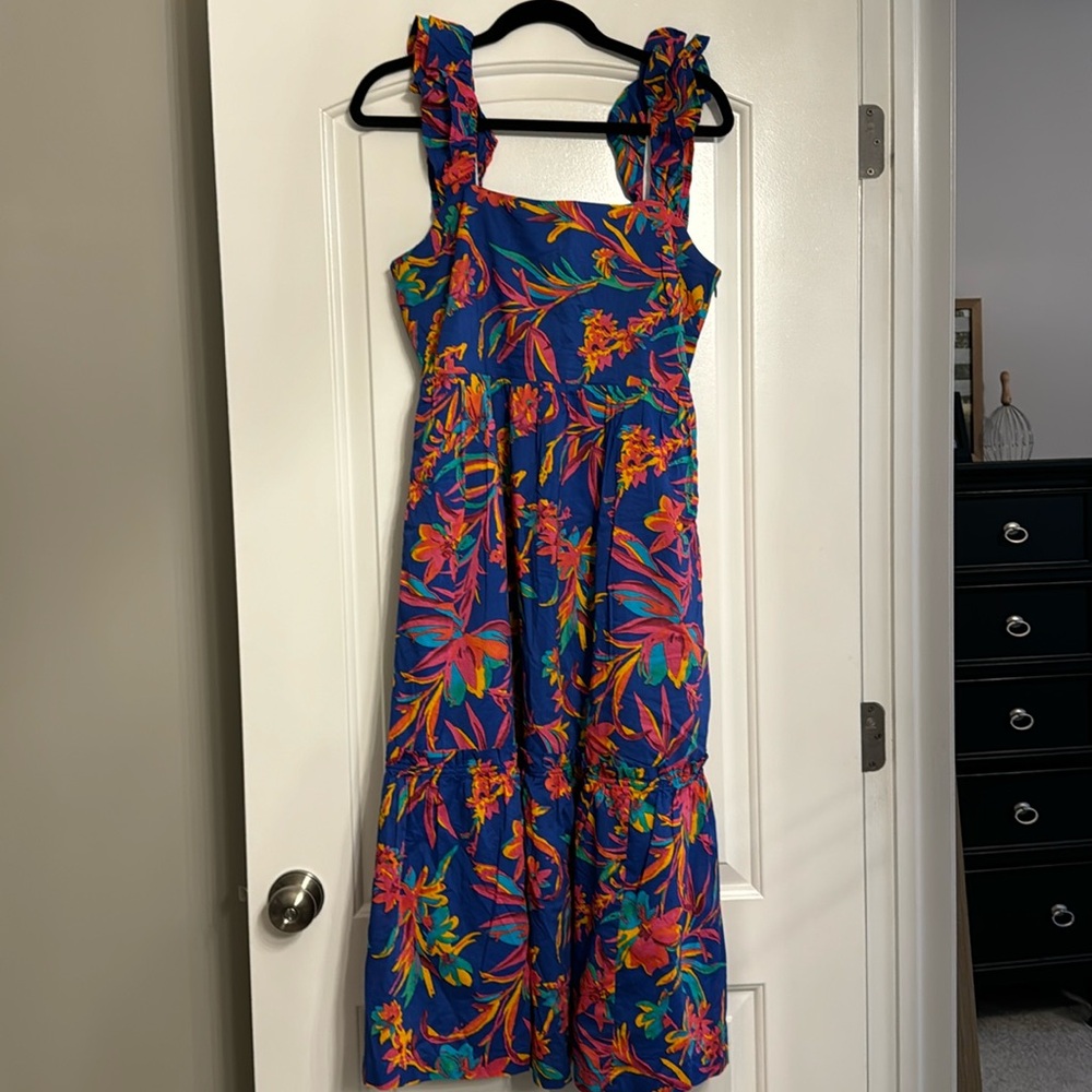 Jcrew Factory Flutter Sleeve Tiered Dress